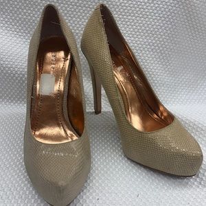 BCBG Beige Snake Skin Heels